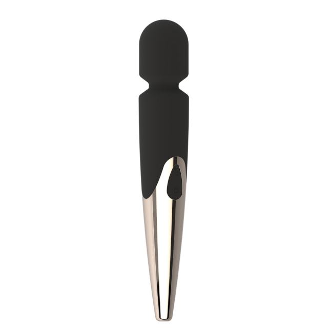 12.02'' Black & Champagne Gold Wand Massager – 10 Modes, Powerful Vibrations, Plug-In Rechargeable, Waterproof