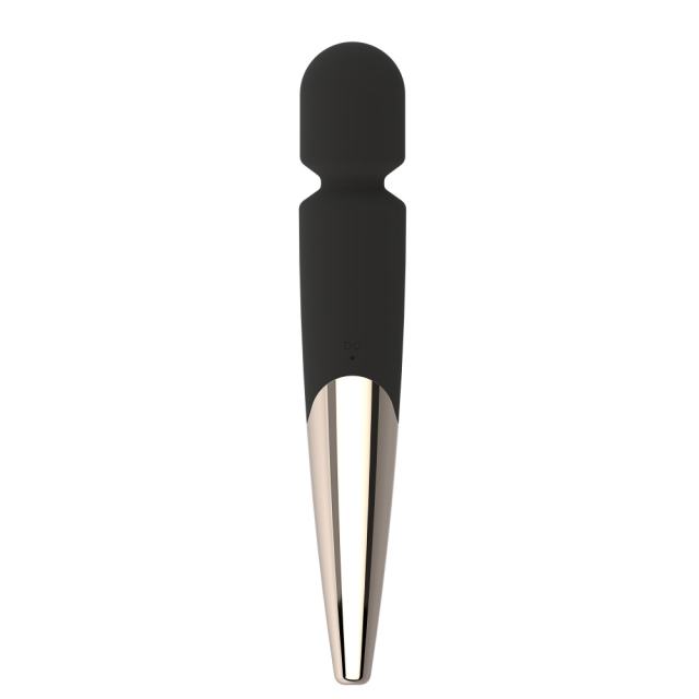 12.02'' Black & Champagne Gold Wand Massager – 10 Modes, Powerful Vibrations, Plug-In Rechargeable, Waterproof