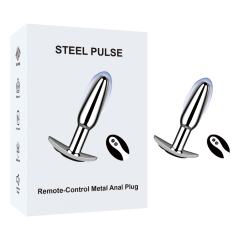 3.82'' Electroplated Silver Waterproof Rechargeable Metal Vibrating Anal Plug – 10-Mode and Remote-Controlled