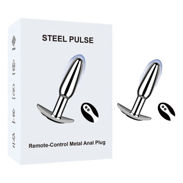 3.82'' Electroplated Silver Waterproof Rechargeable Metal Vibrating Anal Plug – 10-Mode and Remote-Controlled
