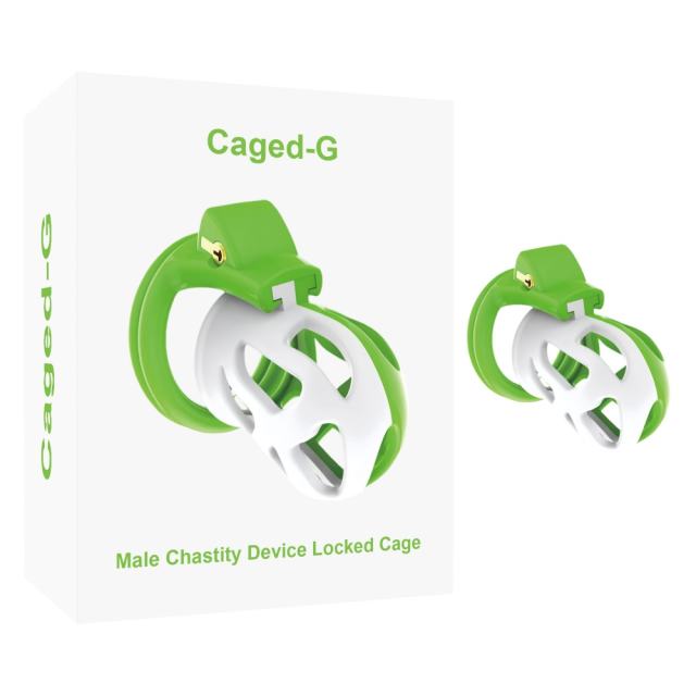 Customizable White &amp; Green ABS Male Chastity Cage