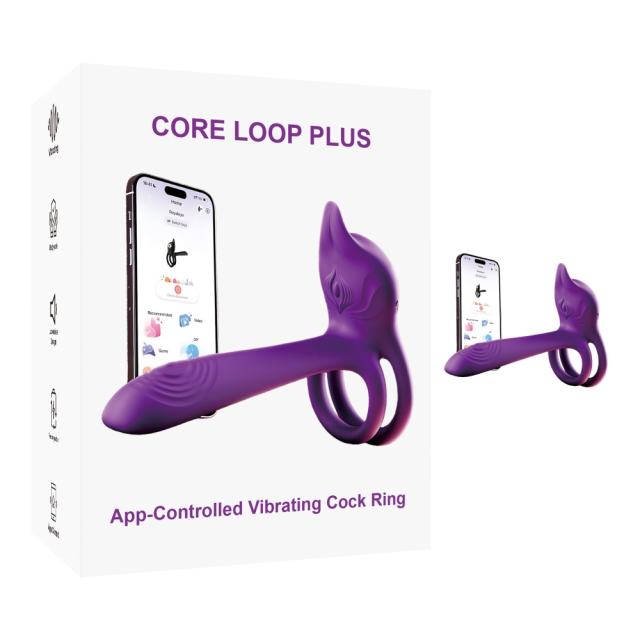 Customizable 5.32'' Purple Waterproof Rechargeable App-Controlled Vibrating Cock Ring – 10-Mode Tongue Extension and Dual Remote Control