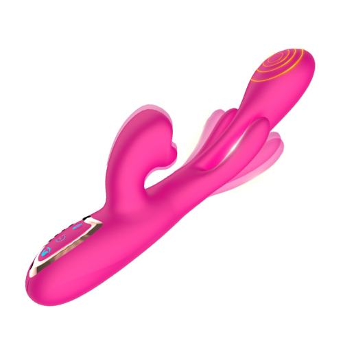 9.26" Magenta Rechargeable Silicone Rabbit Vibrator – 10 Vibrating + 10 Tongue-Licking + 10 Finger Motion Modes