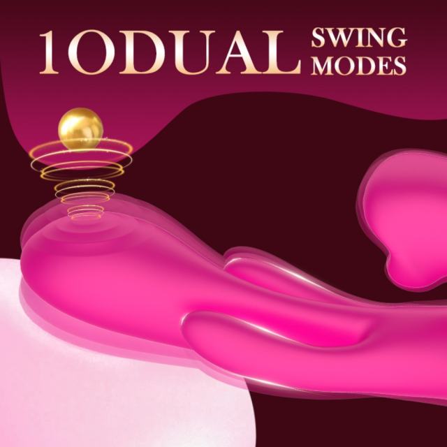 9.26" Magenta Rechargeable Silicone Rabbit Vibrator – 10 Vibrating + 10 Tongue-Licking + 10 Finger Motion Modes