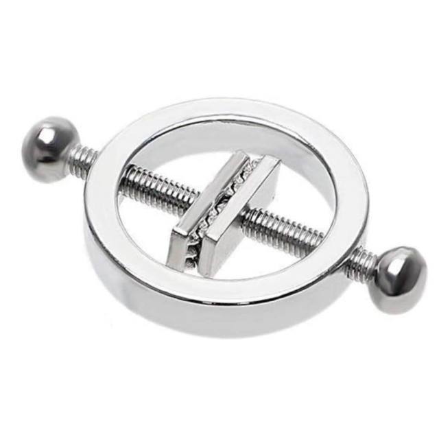 Silver Metal Adjustable Nipple Clamps – Screw Tightening BDSM Nipple Clamp Set (2 Pieces)