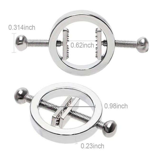 Silver Metal Adjustable Nipple Clamps – Screw Tightening BDSM Nipple Clamp Set (2 Pieces)
