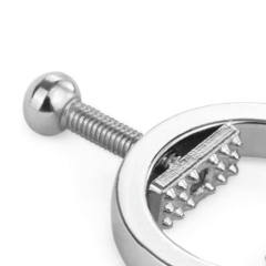Silver Metal Adjustable Nipple Clamps – Screw Tightening BDSM Nipple Clamp Set (2 Pieces)