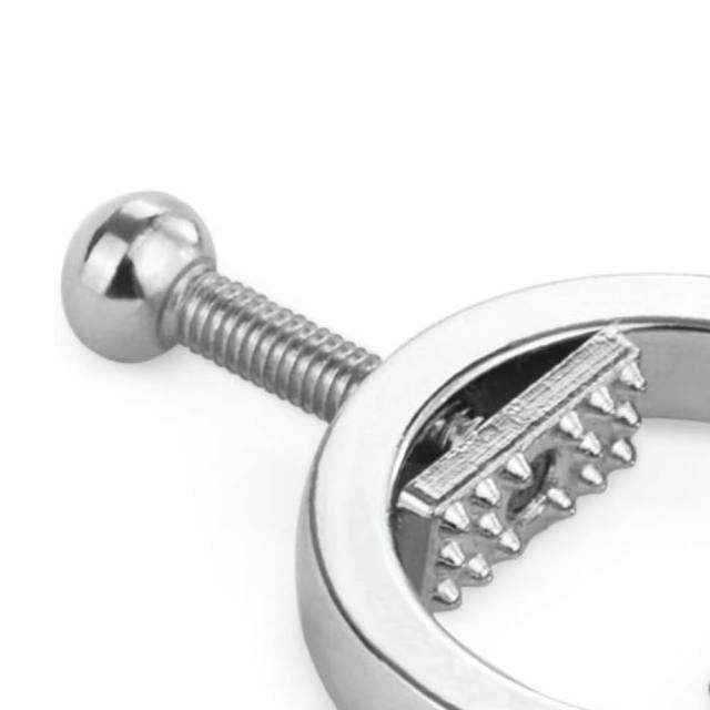Silver Metal Adjustable Nipple Clamps – Screw Tightening BDSM Nipple Clamp Set (2 Pieces)