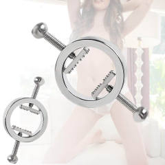 Silver Metal Adjustable Nipple Clamps – Screw Tightening BDSM Nipple Clamp Set (2 Pieces)