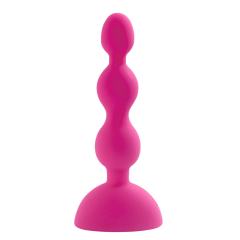 5.52" Magenta Rechargeable Silicone Vibrating Anal Plug – 10 Vibrating Modes Beaded Butt Plug with Suction Base