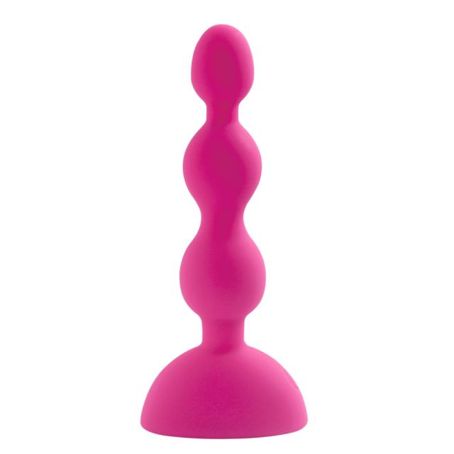 5.52" Magenta Rechargeable Silicone Vibrating Anal Plug – 10 Vibrating Modes Beaded Butt Plug with Suction Base