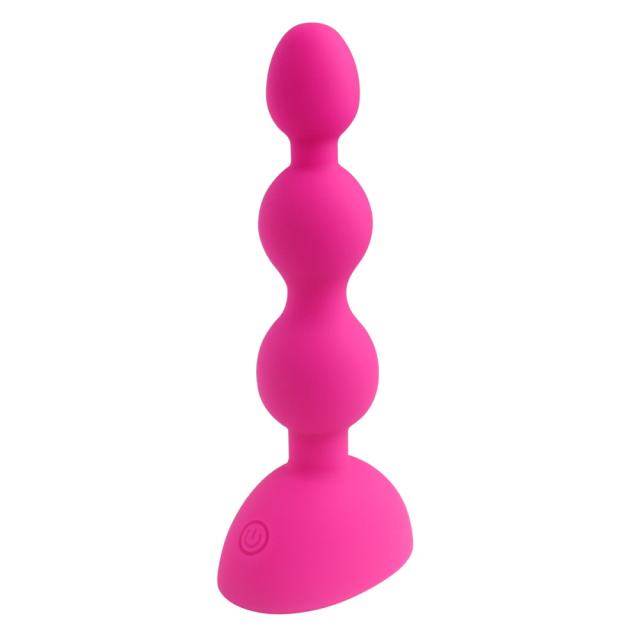 5.52" Magenta Rechargeable Silicone Vibrating Anal Plug – 10 Vibrating Modes Beaded Butt Plug with Suction Base