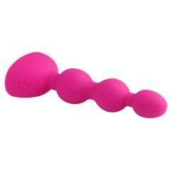 5.52" Magenta Rechargeable Silicone Vibrating Anal Plug – 10 Vibrating Modes Beaded Butt Plug with Suction Base