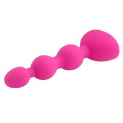 5.52" Magenta Rechargeable Silicone Vibrating Anal Plug – 10 Vibrating Modes Beaded Butt Plug with Suction Base