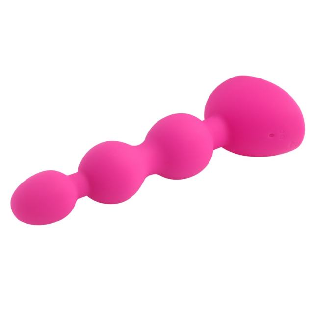 5.52" Magenta Rechargeable Silicone Vibrating Anal Plug – 10 Vibrating Modes Beaded Butt Plug with Suction Base
