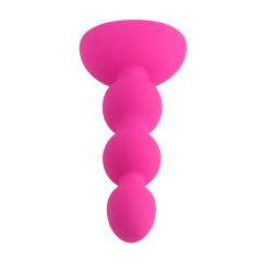 5.52" Magenta Rechargeable Silicone Vibrating Anal Plug – 10 Vibrating Modes Beaded Butt Plug with Suction Base