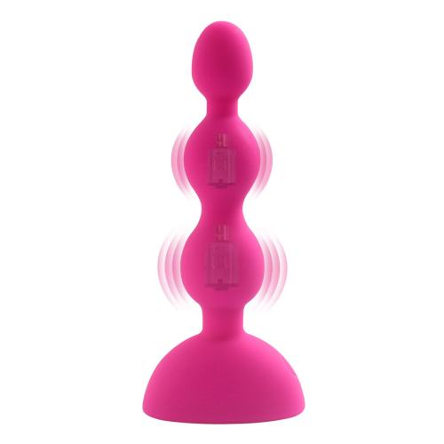 5.52" Magenta Rechargeable Silicone Vibrating Anal Plug – 10 Vibrating Modes Beaded Butt Plug with Suction Base