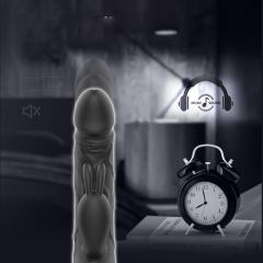 9.14" Black Rechargeable Silicone Rabbit Vibrator – 9 Vibrating Modes & 9 Thrusting Modes Dual Stimulation