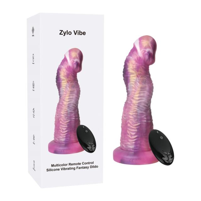 8.27" Multicolor Rechargeable Remote Control Silicone Vibrating Fantasy Dildo – 8 Vibrating Modes with Suction Base