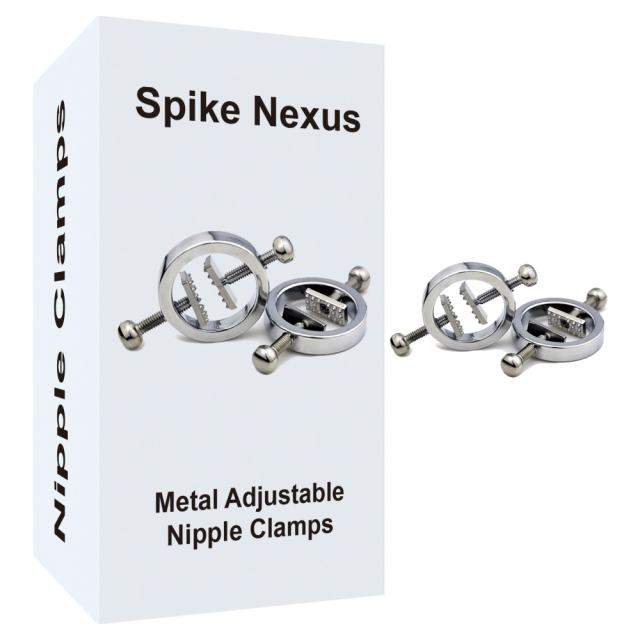 Silver Metal Adjustable Nipple Clamps – Screw Tightening BDSM Nipple Clamp Set (2 Pieces)