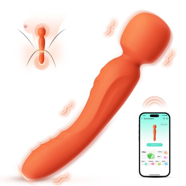 9.06" Orange Rechargeable Silicone App-Controlled Vibrator – 10 Vibrating Modes Curved G-Spot Design with Remote App Control