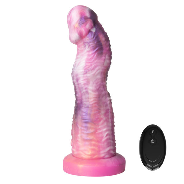 8.27" Multicolor Rechargeable Remote Control Silicone Vibrating Fantasy Dildo – 8 Vibrating Modes with Suction Base