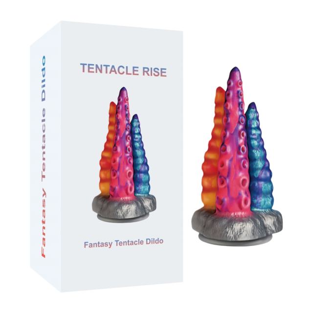 Customizable Multicolor 100% Medical-Grade Silicone Fantasy Monster Dildo with Triple Tentacle Design