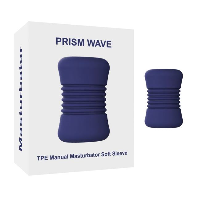 Customizable 3.43" Blue TPE Manual Masturbator – Soft Sleeve, Waterproof