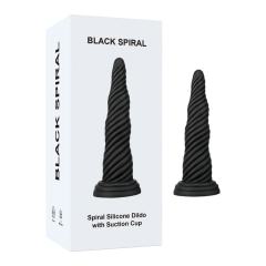 7.88 Inch Black Spiral Silicone Dildo with Suction Cup
