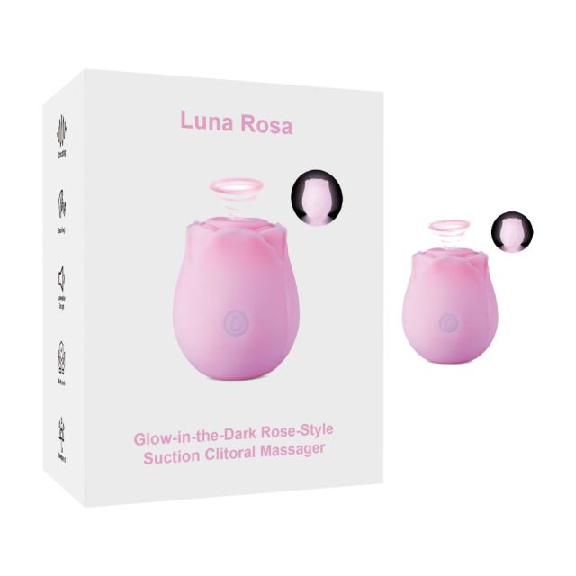Customizable Glow-in-the-Dark 10-Function Pink Silicone Rechargeable Clitoral Sucking Rose Sex Toy