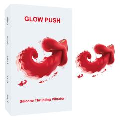 10-Speed Red Rechargeable Thrusting Silicone Vibrator with Licking Tongue