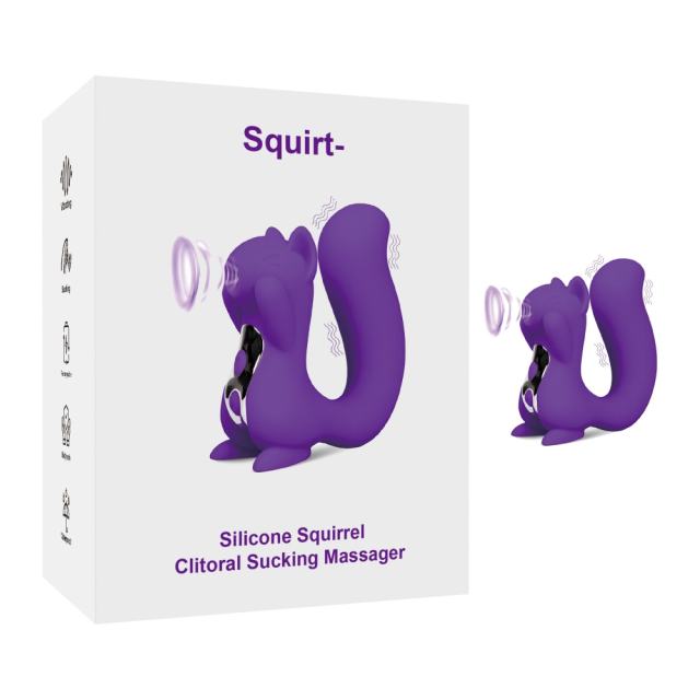 Customizable 10 Speeds Purple Color Silicone Squirrel Clitoral Sucking Massager