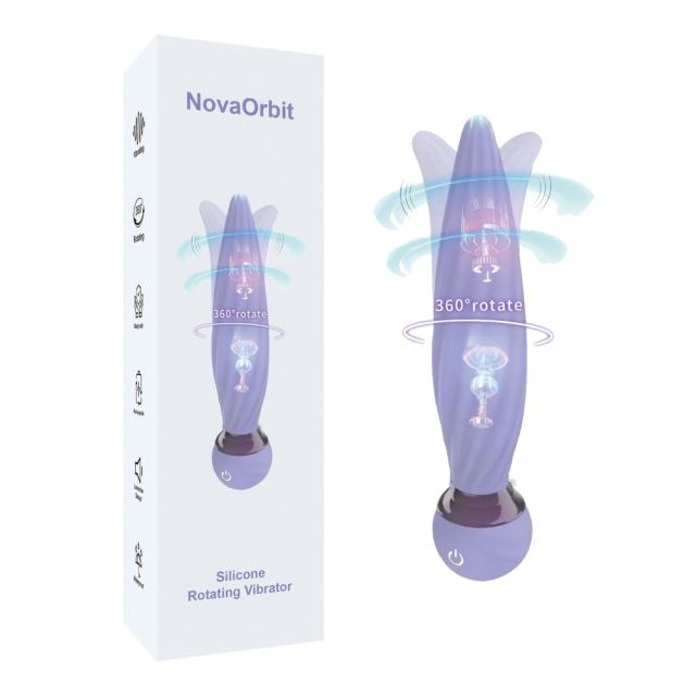 6.30'' 7-Mode Waterproof Rechargeable Silicone Purple 360° Rotating Vibrator