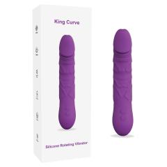 Customizable  8.94'' Waterproof Rechargeable Silicone Purple Rotating Vibrator – 9 Vibration + 3 Rotation Modes