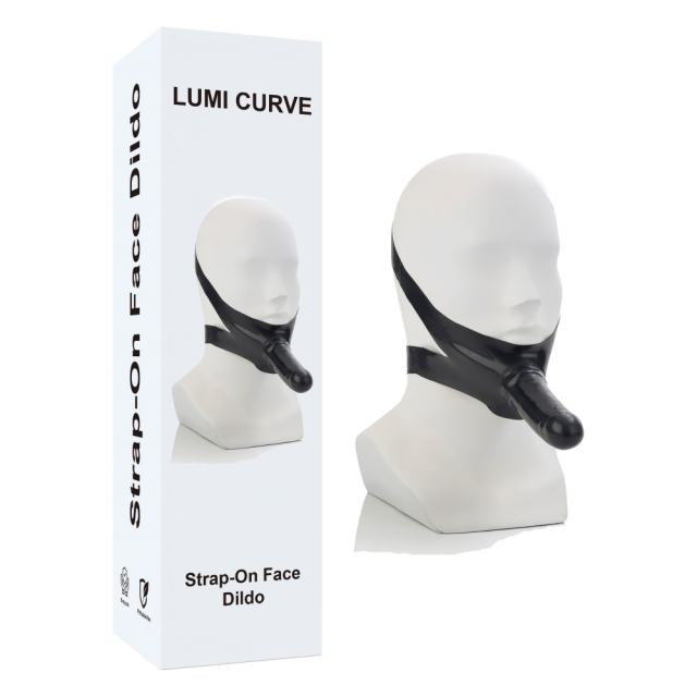 5.91" Black Strap-On Face Dildo – Waterproof, Non-Powered