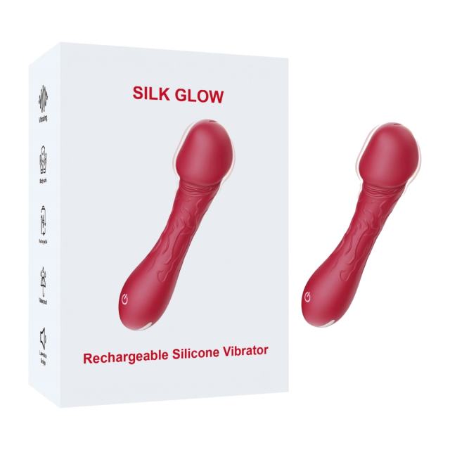 Customizable 4.73 Inch 10-Mode Red Waterproof Rechargeable Realistic Silicone Vibrator