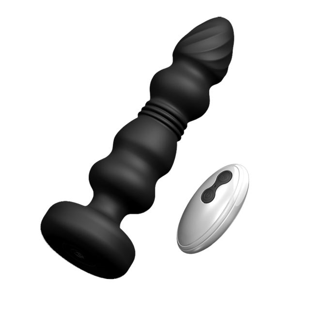 10-Speed Black Thrusting & Vibrating Rechargeable Silicone Prostate Massager with Remote Control