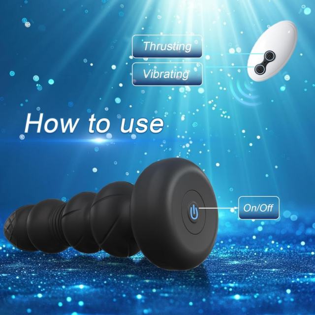 10-Speed Black Thrusting & Vibrating Rechargeable Silicone Prostate Massager with Remote Control