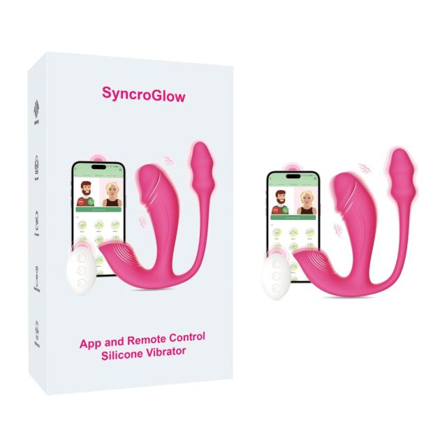 6 Modes Magenta App and Remote Control Rechargeable Silicone Wearable Panty Vibrators with Vibrating Dildo and Anal Plug