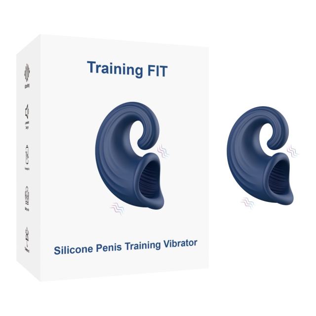 Customizable 7-Speed Blue Rechargeable Penis Training Vibrator with Diverse Particle Textures