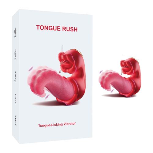 10-Speed Red Rechargeable Silicone Vibrating Massager with Tongue-Licking