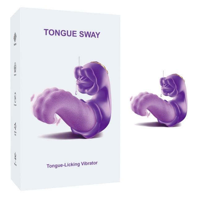 10-Speed Purple Rechargeable Silicone Vibrating Massager with Tongue-Licking