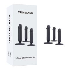 Customizable Black 3-Piece Silicone Dildo Set