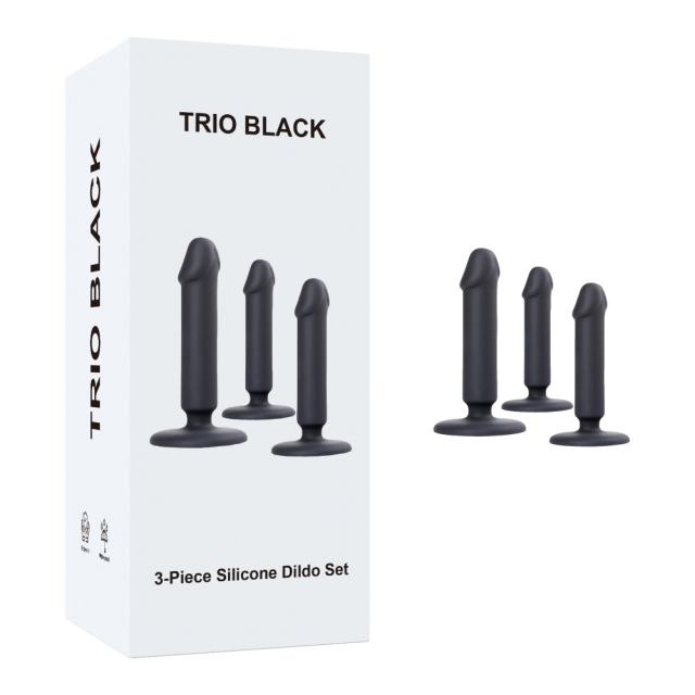 Customizable Black 3-Piece Silicone Dildo Set