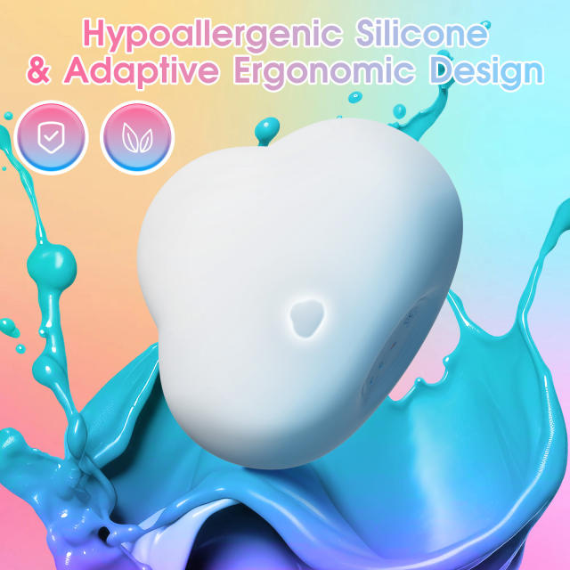 Customizable 10 Vibrating Modes Blue & White Rechargeable Waterproof Air-Squeeze Vibrating Silicone Massager
