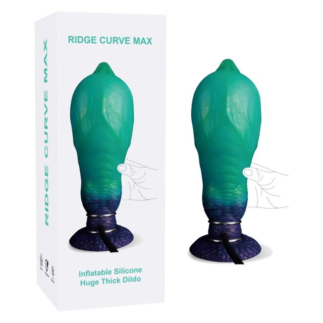 7.49'' Multicolor Inflatable Silicone Huge Thick Dildo with Girth Expansion and Strong Suction Cup