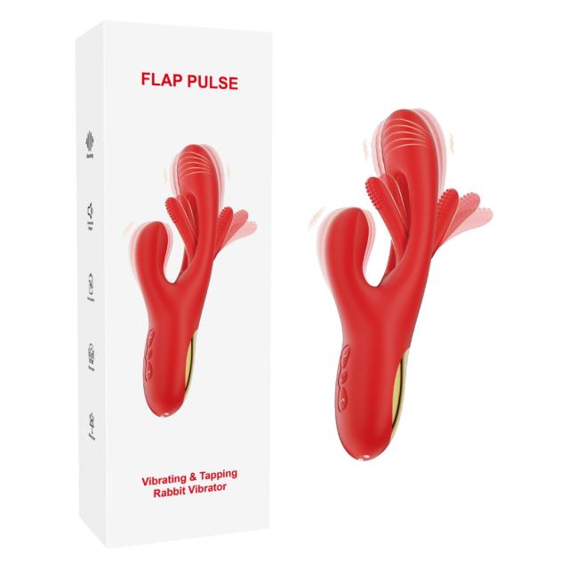 7-Speed Red Silicone Waterproof Rechargeable Vibrator with Flapping Function