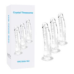 Customizable Clear TPE 3-Piece Dildo Set