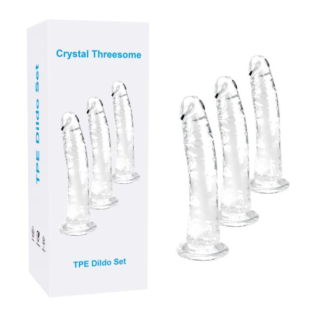 Customizable Clear TPE 3-Piece Dildo Set
