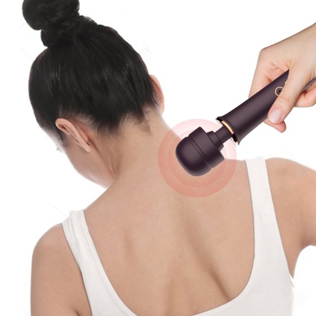 13.00" Dark Purple Rechargeable Silicone Wand Massager – 10 Vibrating Modes Powerful Full-Body Stimulation